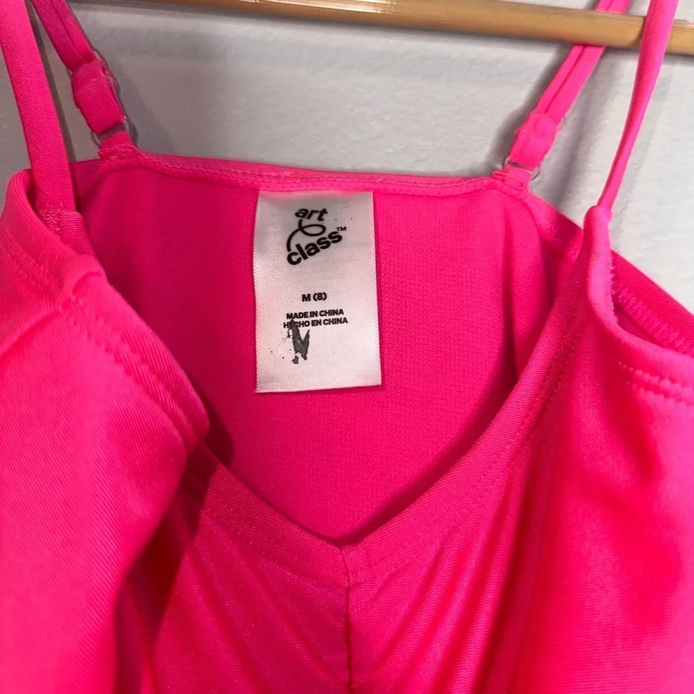 Art Class Kids Pink Swimsuit Size M (8) Hot Pink One Piece Adjustable Straps